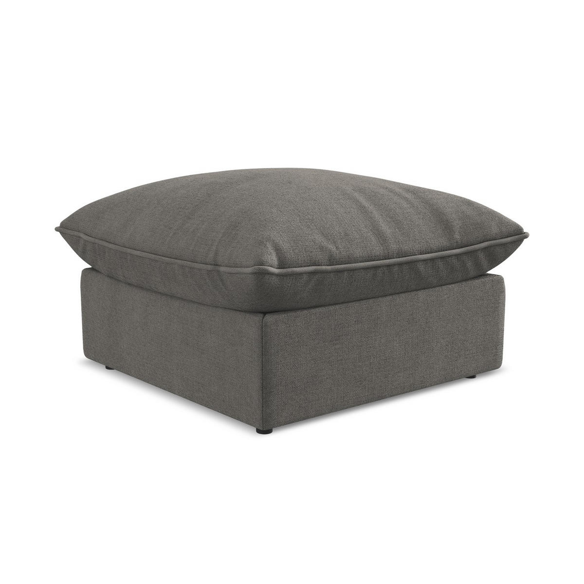 POUF Strukturstoff Grau - Dunkelgrau/Schwarz, Holzwerkstoff/Kunststoff (75/45/75cm) - LaMiaSofa
