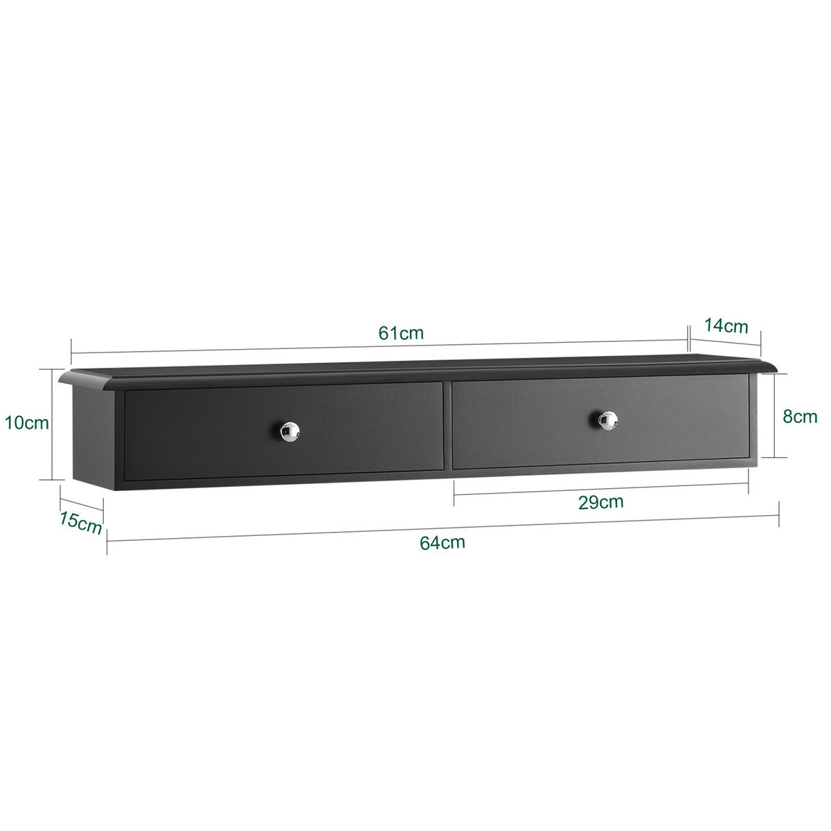 WANDREGAL Schwarz - Schwarz, Holzwerkstoff (64/10/15cm) - SoBuy