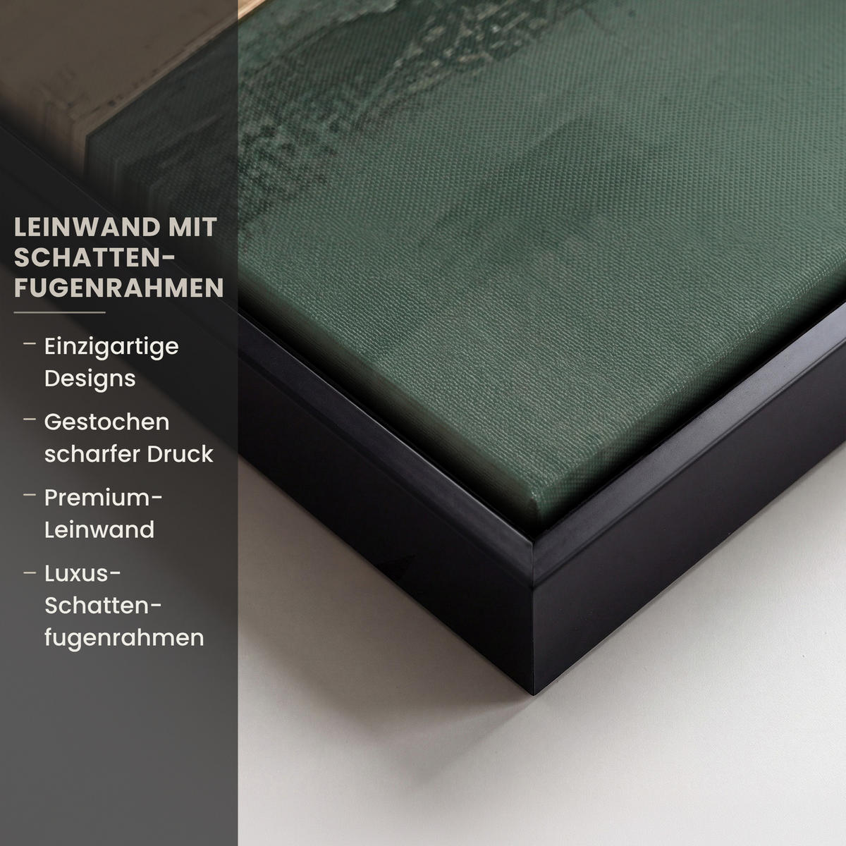 LEINWAND Bilder mit Rahmen - Abstrakt - Gold - Bronze - Grün - Formen - Modern - 90x60 - Multicolor, Textil (90/60cm) - MuchoWow