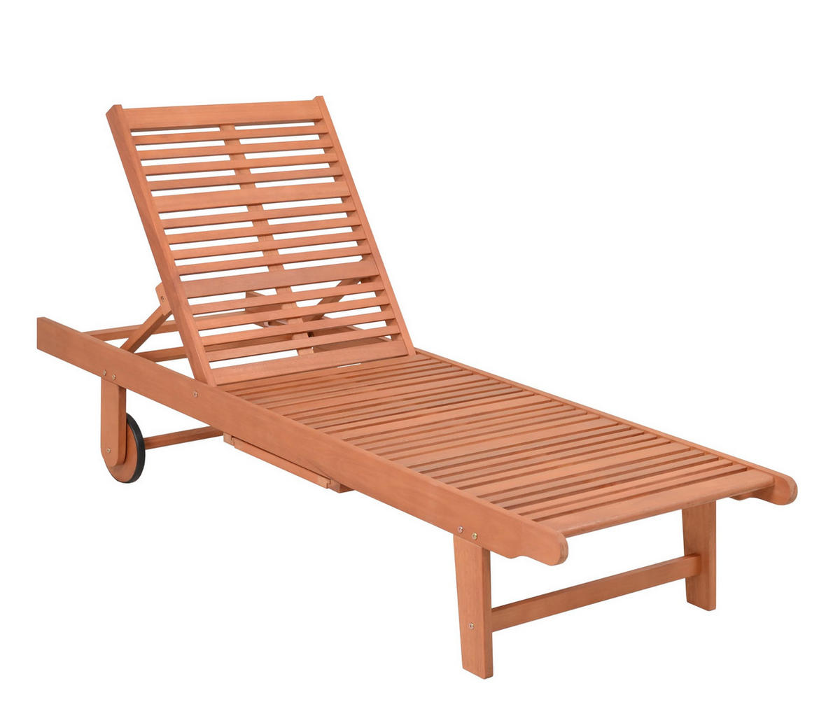 SONNENLIEGE Sano Verstellbar mit Auflage Braun Gartenliege - Braun, Holz (64/89/183cm) - DELUKE