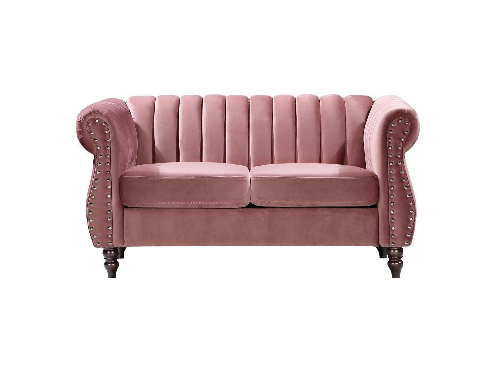 CHESTERFIELD-SOFA - 2-Sitzer - Samt - Altrosa - TRUMBO - Pink, Textil (78/77/150cm) - Vente-Unique