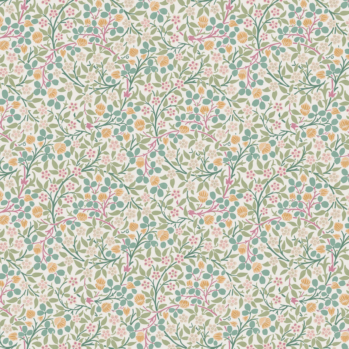 VLIESTAPETE Kleeblätter im Frühling 1000x52cm - Salbeigrün, Papier/Kunststoff (52/1000cm) - William Morris at Home