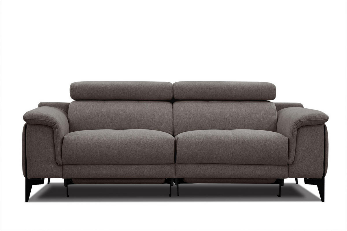 RELAXSOFA MATERA 3-Sitzer mit 2 Relaxfunktionen, braun - Schwarz/Braun, Holzwerkstoff/Textil (212/82/103cm) - Courtois Laville