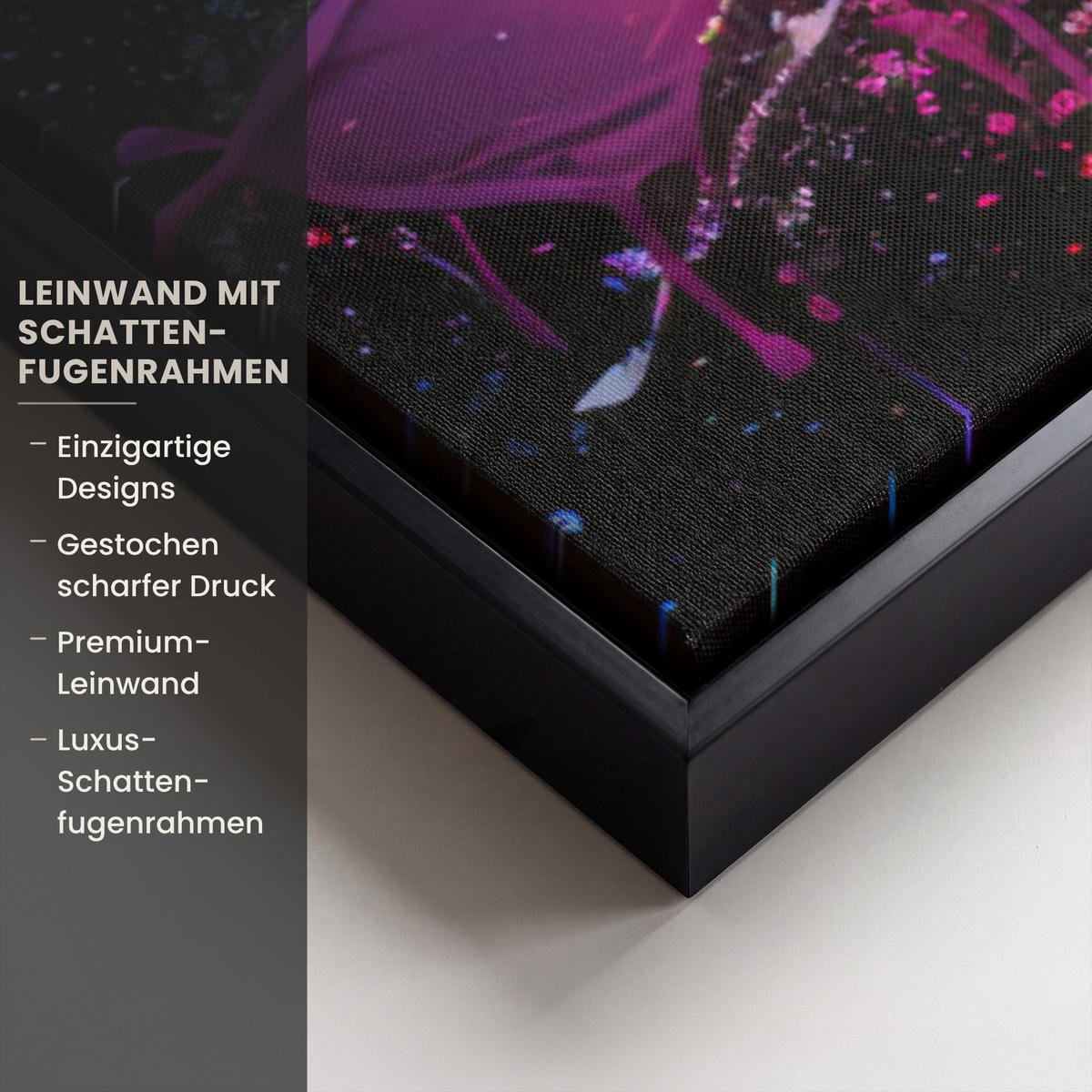 LEINWAND Bilder mit Rahmen - Fußball - Farbe - Farben - Schwarz - Weiß - 90x90 - Weiß, Textil (90/90cm) - MuchoWow