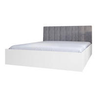 BETT Weiß STYLE Mit Matratze Gepolsterter Grauer Kopfteil 140x200 cm - Weiß/Grau, Textil (140/200cm) - Sepro Meble