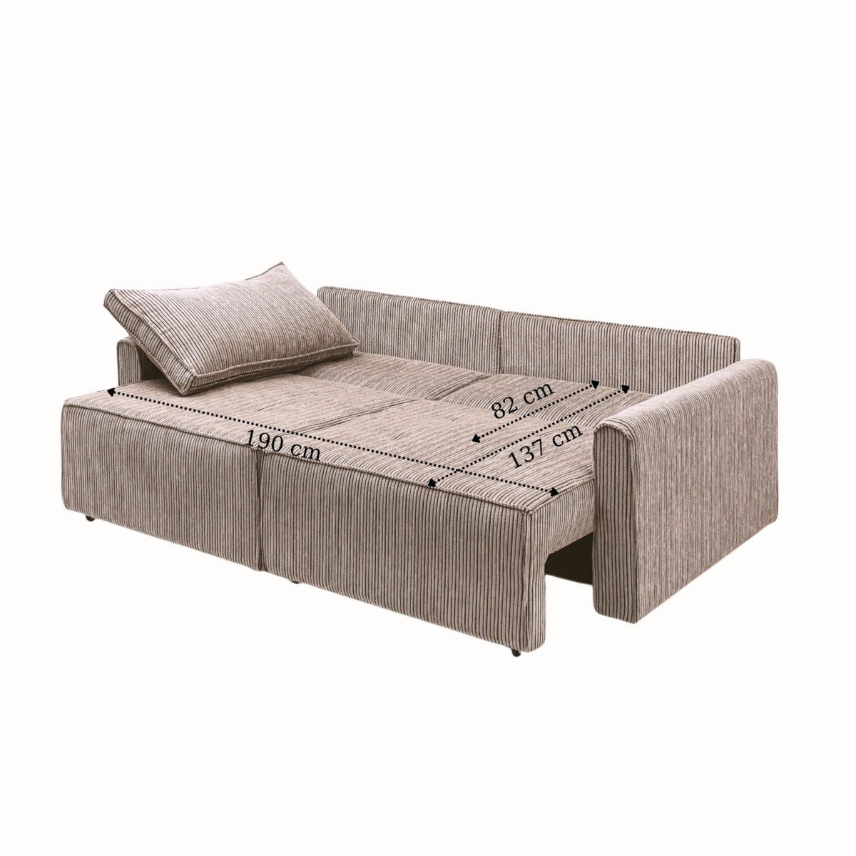 ECKSOFA mit Schlaffunktion 8 fach verstellbare Rückenlehne - Beige, Holz (137/190cm) - Gowoll