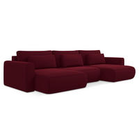 WOHNLANDSCHAFT Samt Stoff Rot - Bordeaux/Rot, Kunststoff/Textil (340/82/149cm) - Makamii