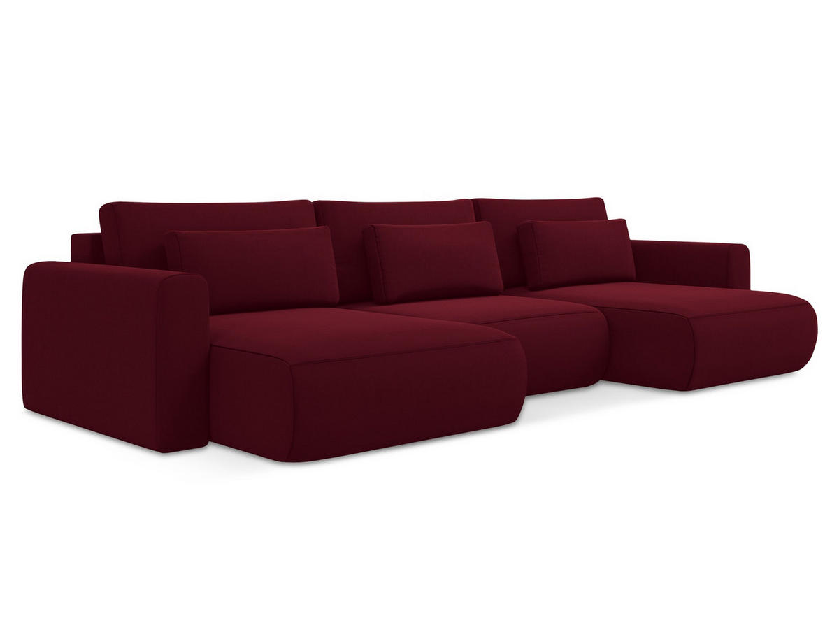 WOHNLANDSCHAFT Samt Stoff Rot - Bordeaux/Rot, Kunststoff/Textil (340/82/149cm) - Makamii