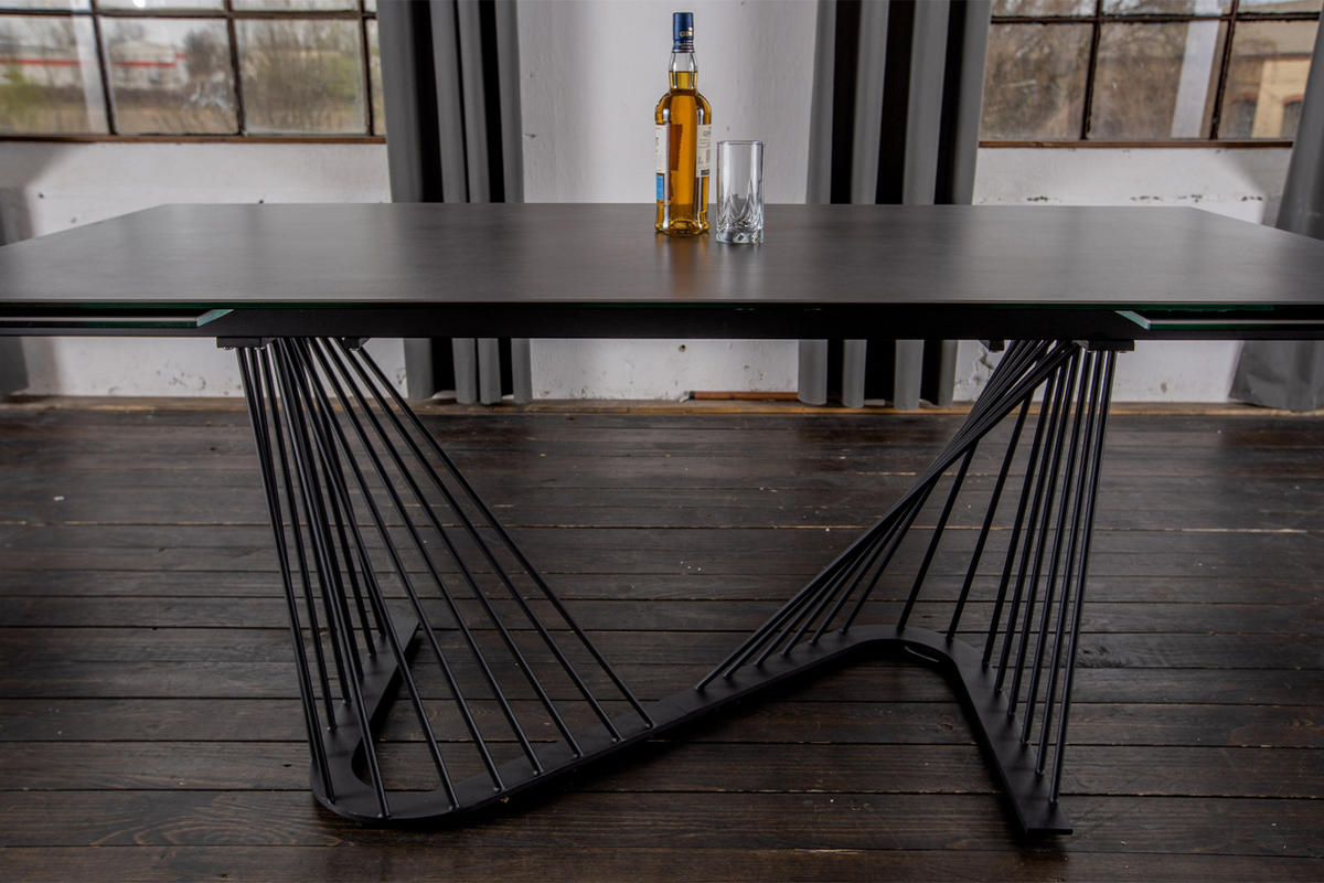 AUSZIEHTISCH ELOISE Schwarz Glas - Schwarz, Glas/Metall (200/100/76cm) - KAWOLA
