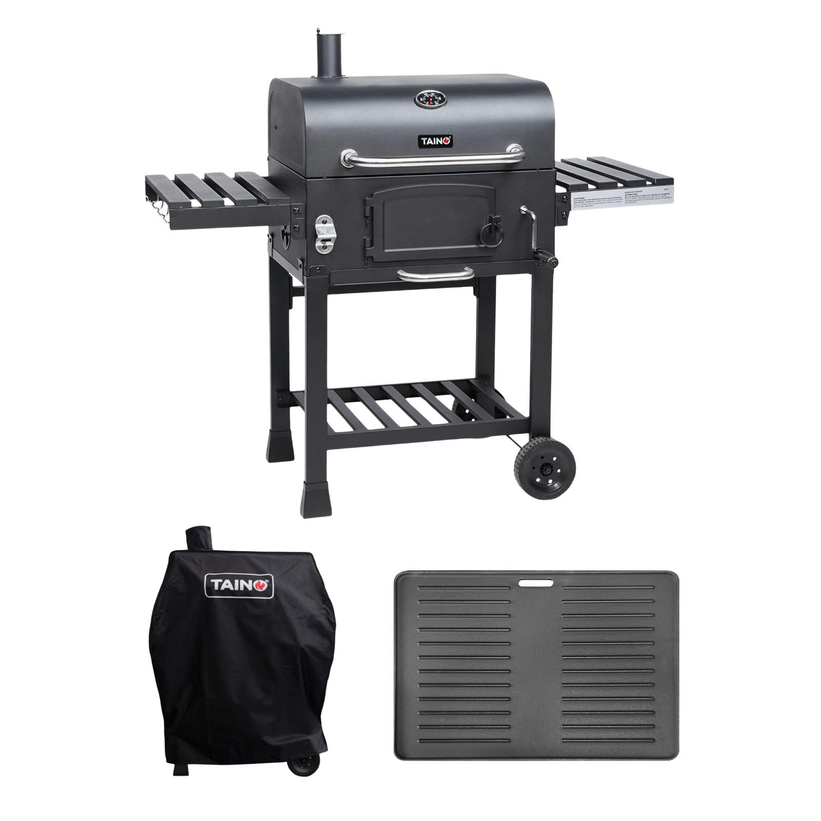 HOLZKOHLEGRILL HERO XL Set - Schwarz, Metall (124/113.5/66cm) - TAINO