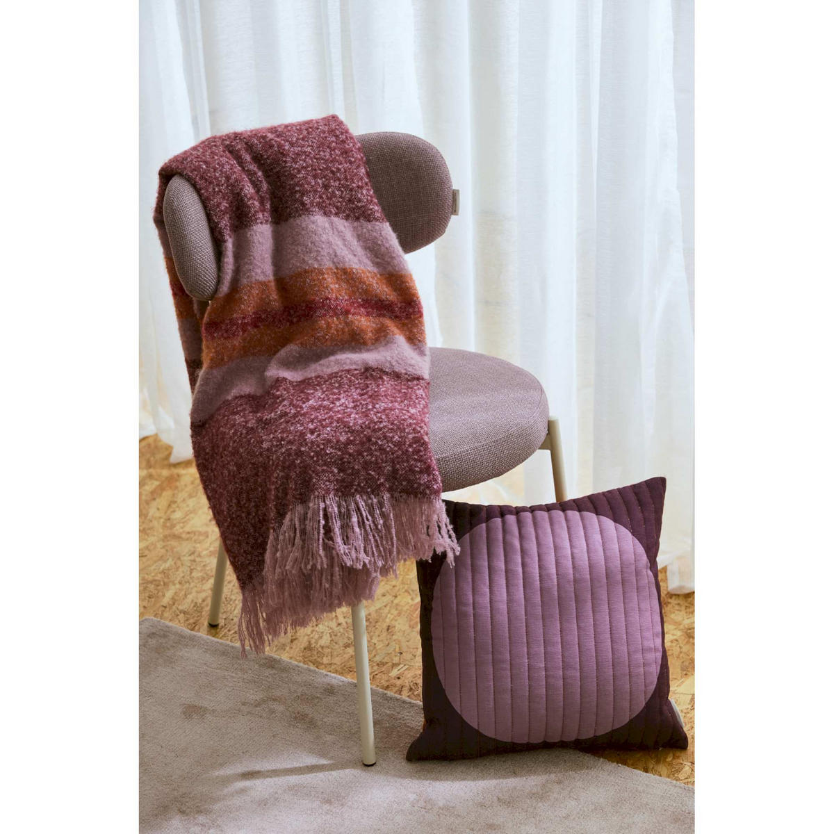 WOHNDECKE BOUCLÉ STRIPE - Rot, Textil (145/200cm) - Tom Tailor