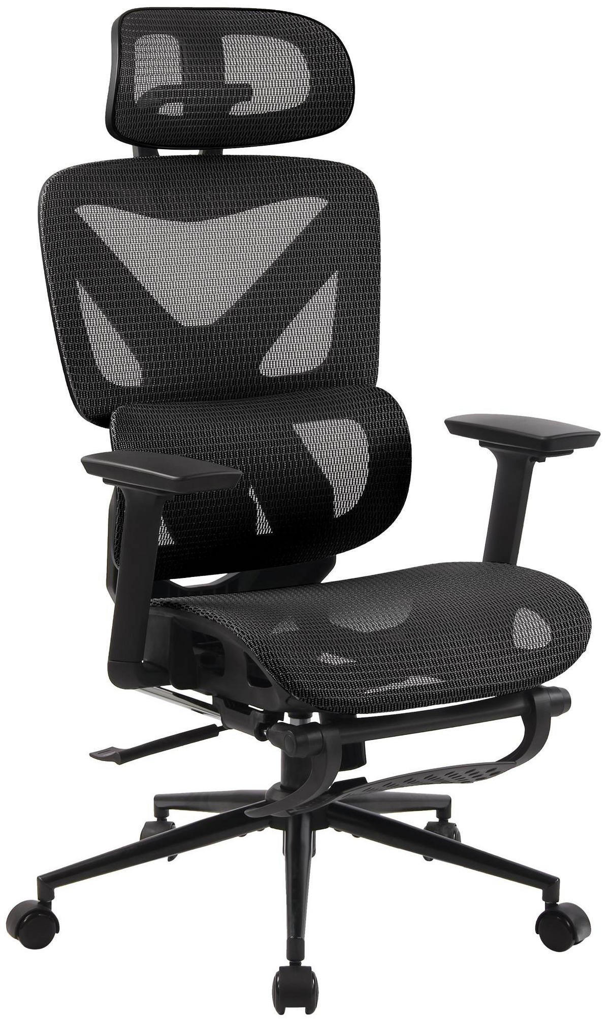 CHEFSESSEL Netzstoff Schwarz/Schwarz - Schwarz, Textil/Metall (66/112/66cm) - CLP