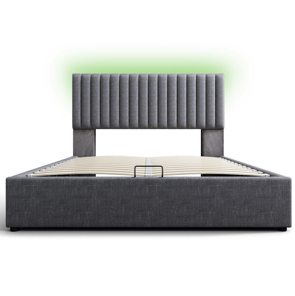 POLSTERBETT 160/200 cm Grau mit LED-Beleuchtung, Stauraum und USB- und Type-C-Anschlüssen - Grau, Textil (160/200cm) - Flora Grace