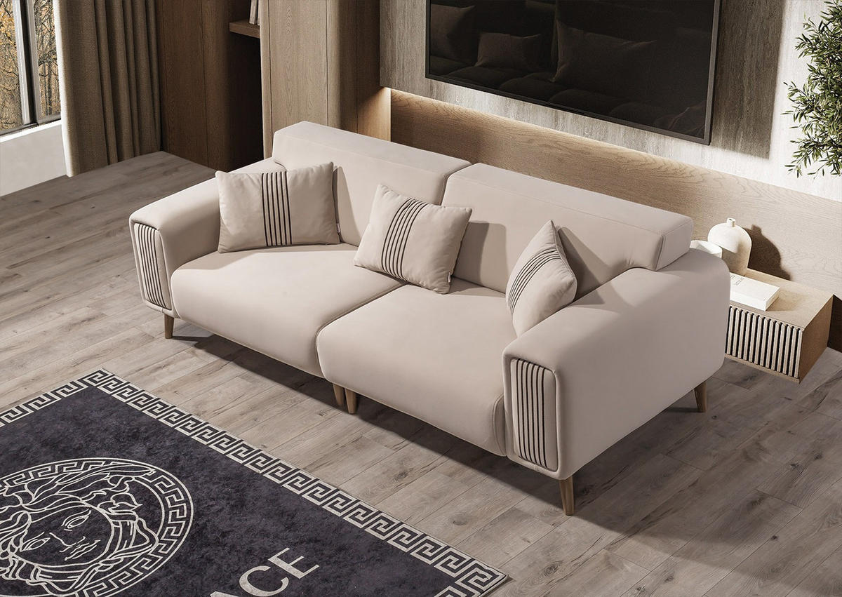 2-SITZER Sofa SANTERO, Beige - Beige, Holz/Textil (200/100/90cm)