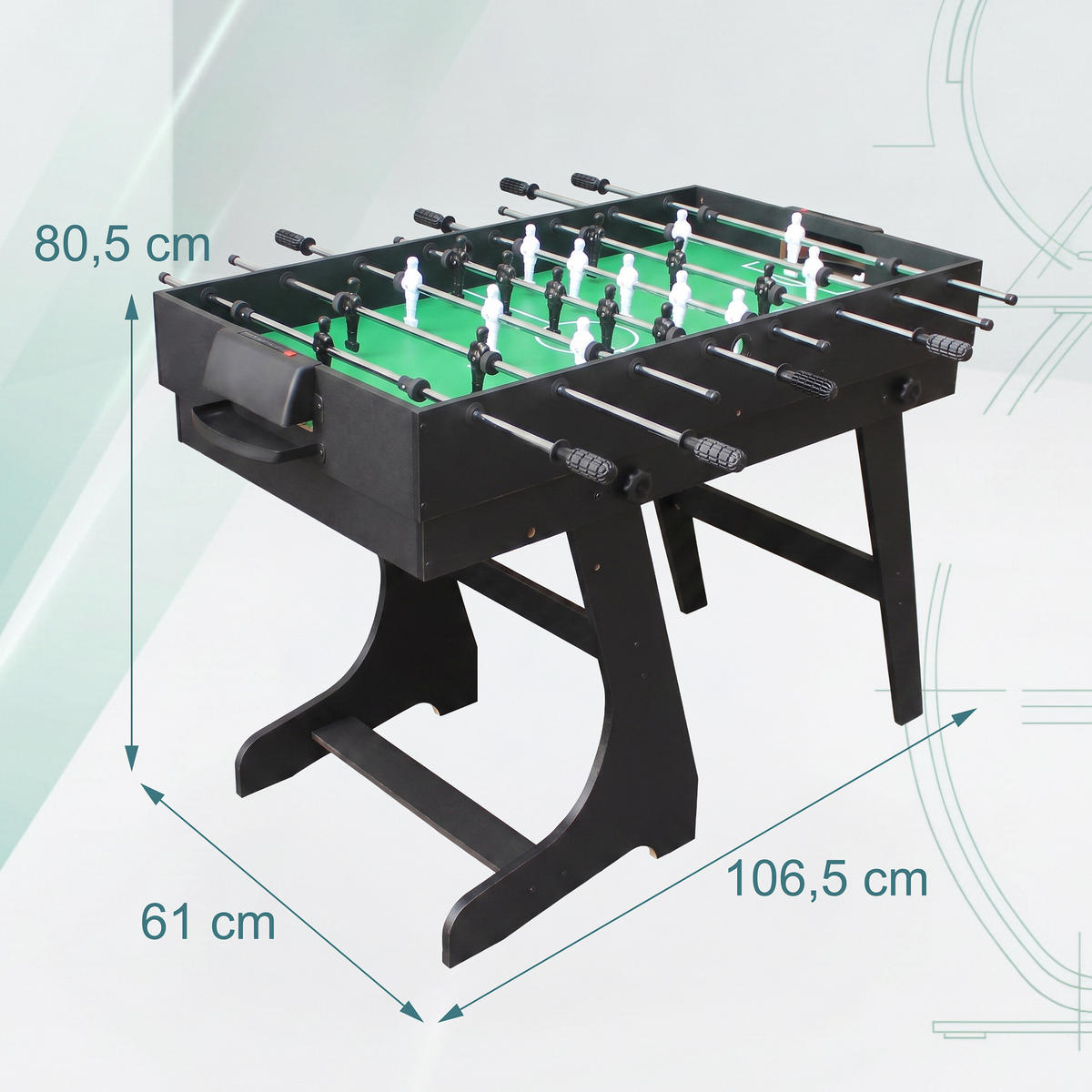 SPIELTISCH Schwarz 4-in-1 klappbar - Multicolor, Holzwerkstoff/Kunststoff (106.5/61cm) - Relaxdays