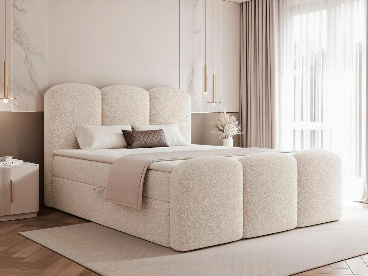 BOXBETT 140x200 VELIA Hellbeige - Sandfarben, Holzwerkstoff/Textil (140/200cm) - Compleo24