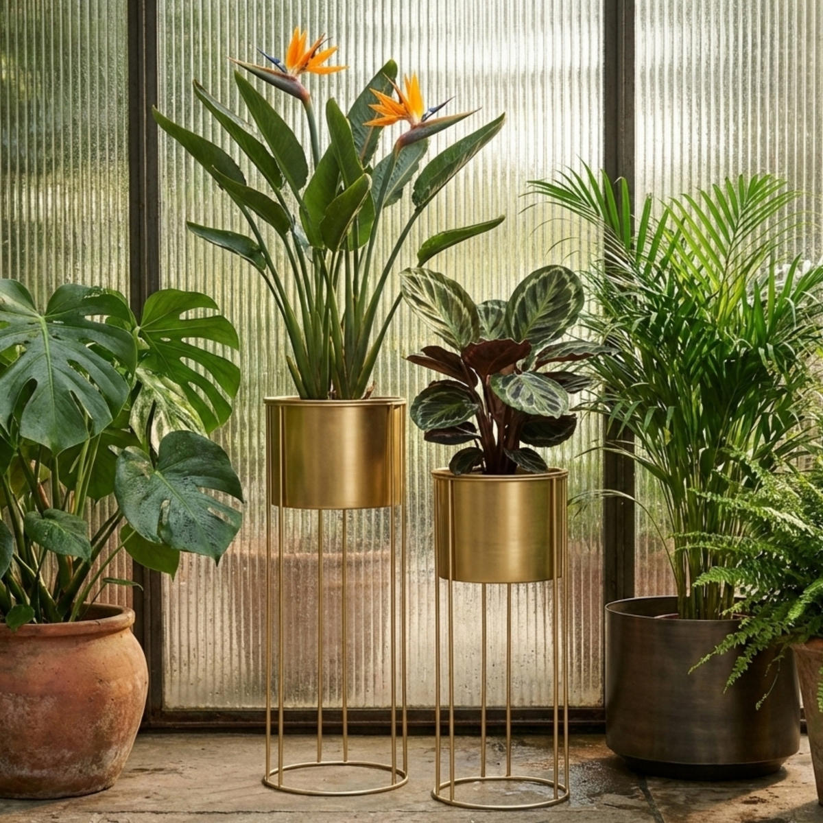 ÜBERTOPF-SET Osmos Gold 2er-Set - Goldfarben, Metall (21/58/21cm) - EDENIA