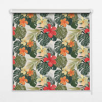 VNÚTORNÁ roleta - okenná roleta - roleta - 150x180 cm - Tropické kvety a listy - červená, plast (150/180/0.5cm) - TULUP