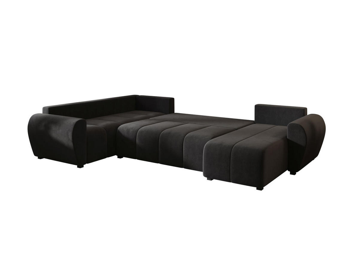 WOHNLANDSCHAFT MOLISA U PLUS Itaka 27 Rechts mit Schlaffunktion - Dunkelgrau, Textil (303/82/208cm) - Bedante