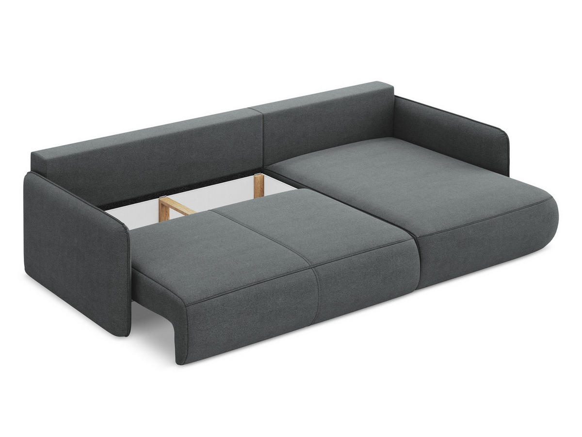 ECKSOFA mit Schlaffunktion Strukturstoff Stoff Grau - Schwarz/Grau, Kunststoff/Textil (240/148cm) - Makamii
