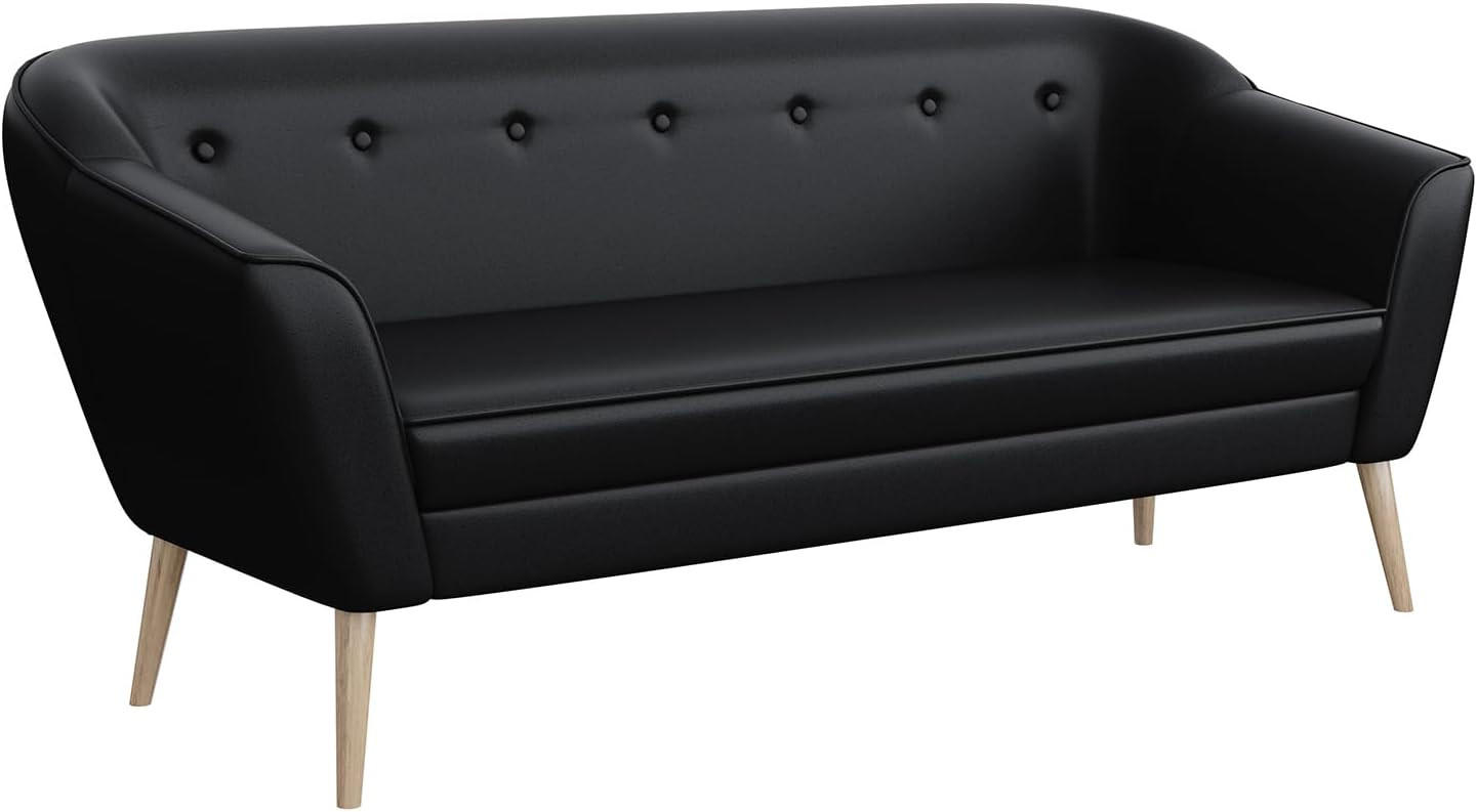 Meblini Sofa Schwarz 180x75x74 cm
