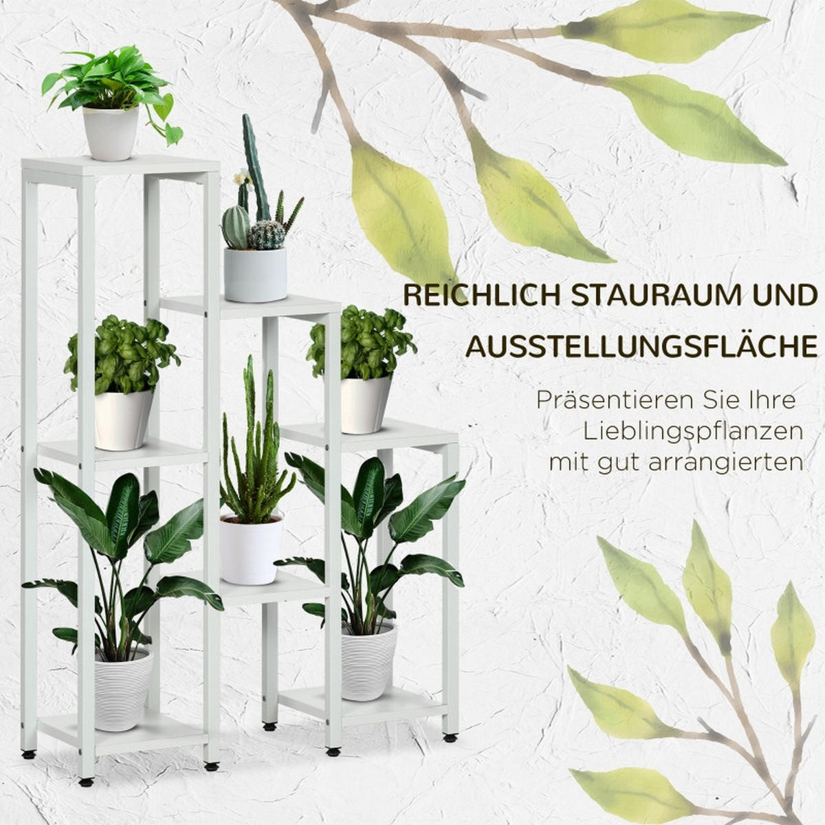 BLUMENTREPPE aus Stahl 65x23x94,5 cm in Weiß mit 7 Ebenen - Weiß, Metall (23/94.5/65cm) - Modfu