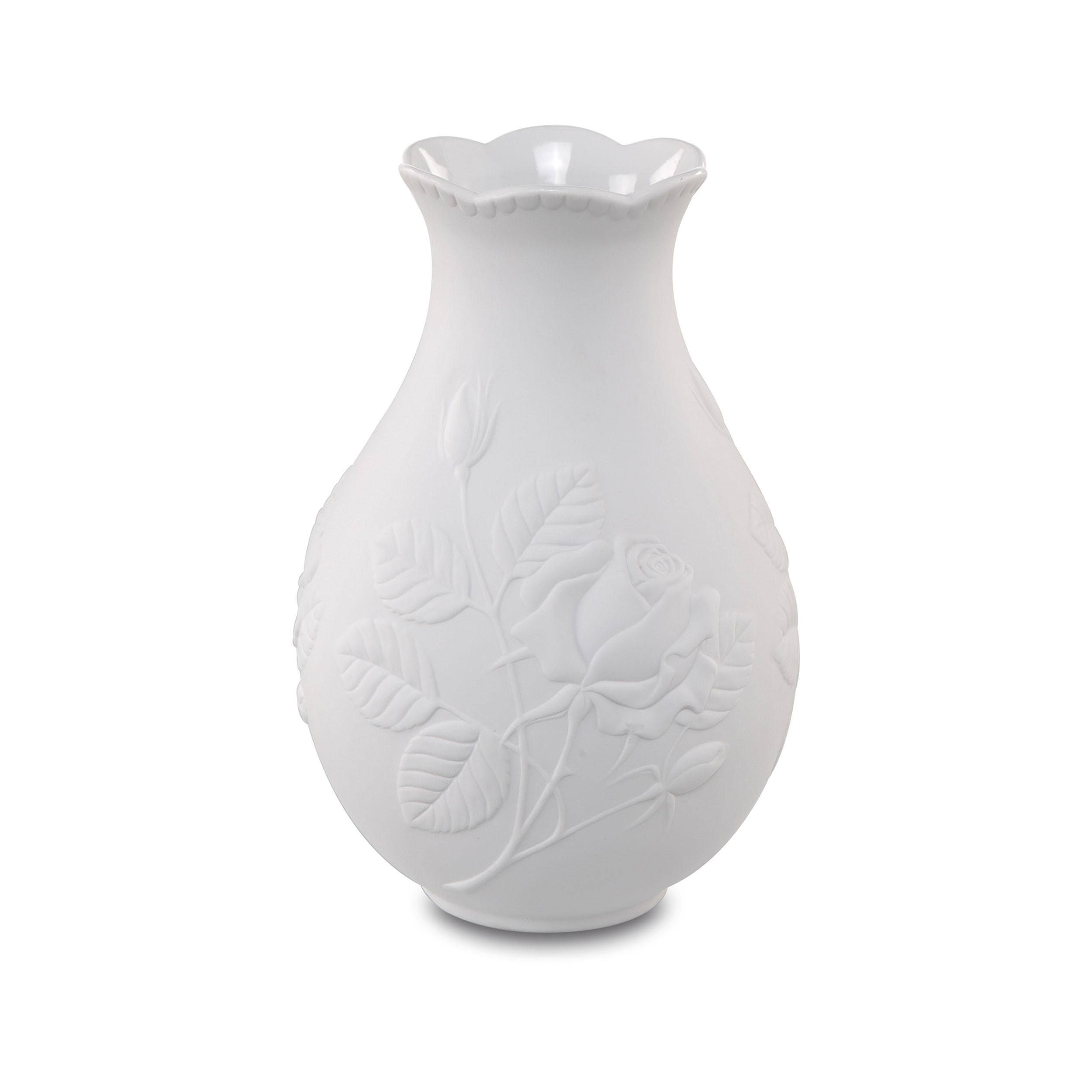 VASE Rosengarten, Biskuit-Porzellan, Weiß / Pastell, 18 cm - Weiß, Keramik (18cm) - Goebel