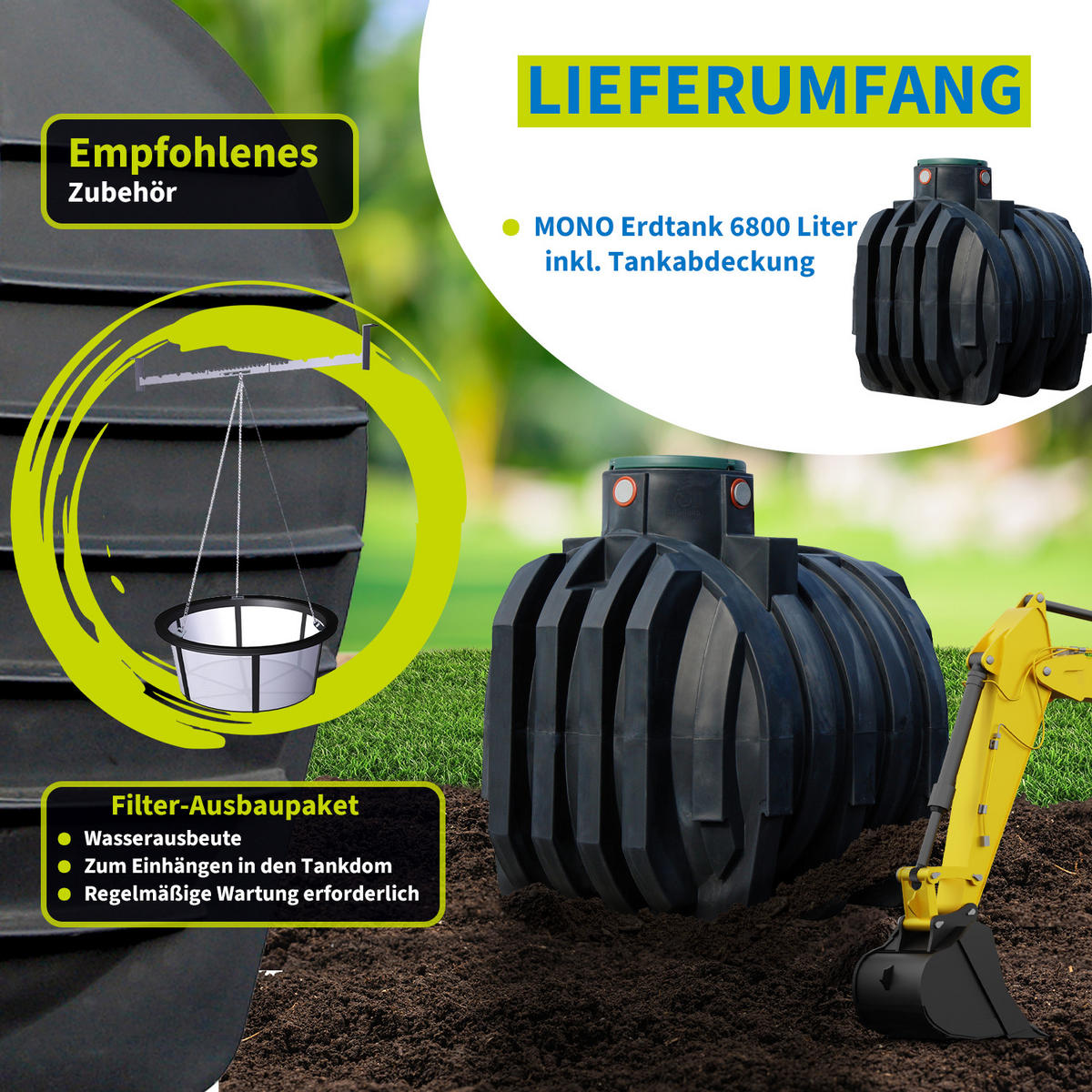ERDTANK 6800 L - Schwarz, Kunststoff (200/240/245cm) - 4rain