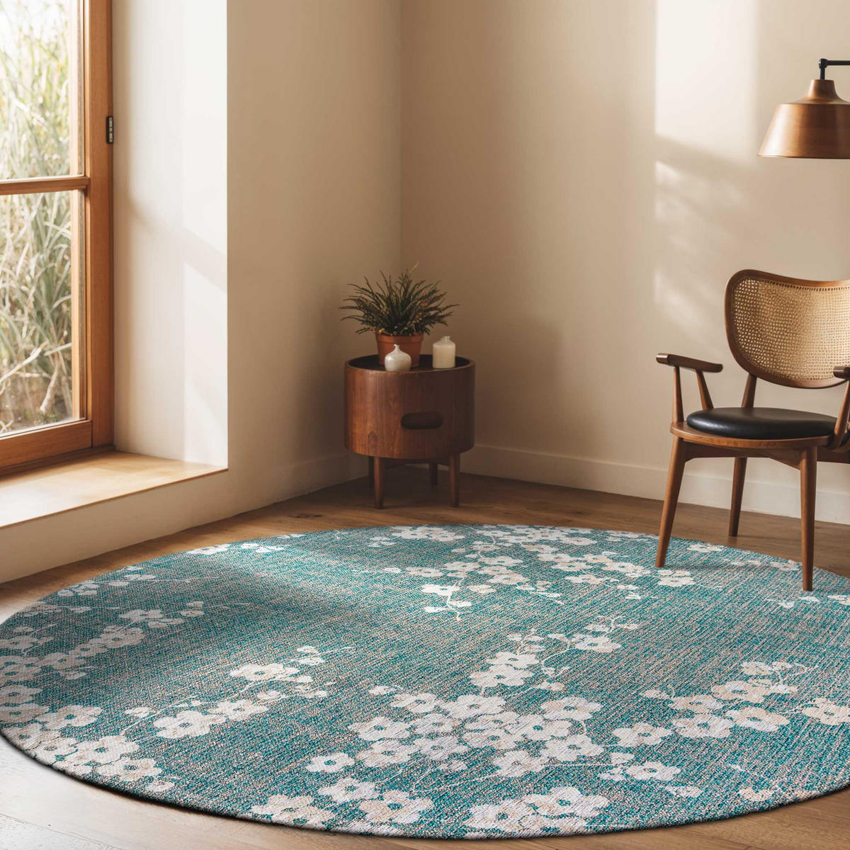 TEPPICH Lake Blue Sakura 240/240 cm - Blau, Textil (240/240cm) - Louis De Poortere