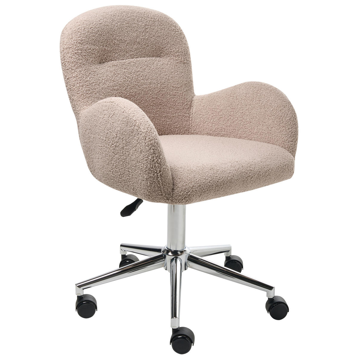 SCHREIBTISCHSTUHL Beige Priddy - Beige/Silberfarben, Textil (60/79/60cm) - Beliani