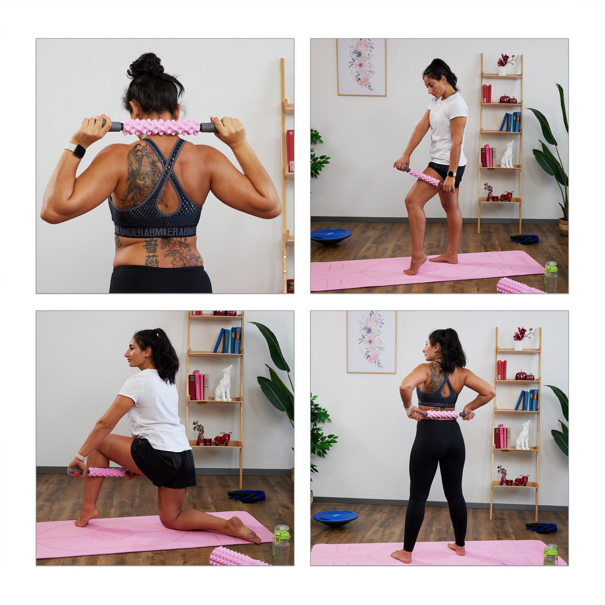 3xFASZIENROLLE - Rosa, Kunststoff/Textil (12.5/45/12.5cm) - Relaxdays