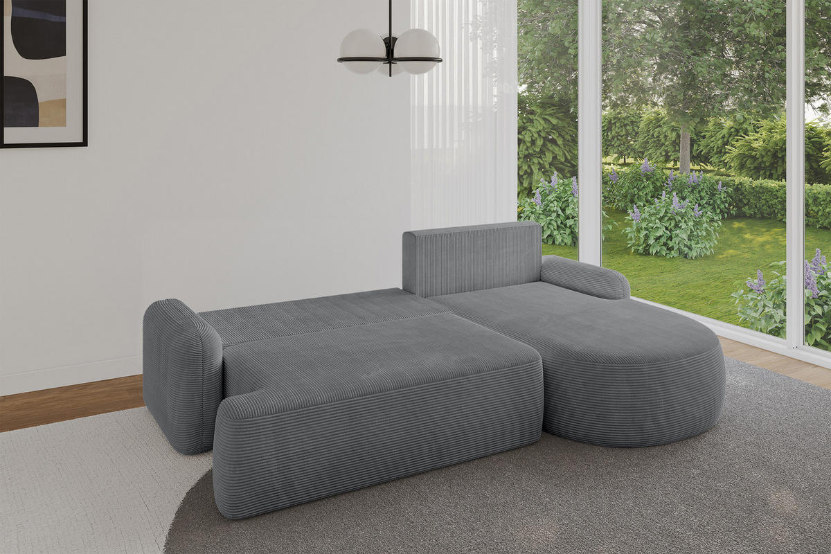 ECKSOFA mit Schlaffunktion und Bettkasten LIRA-L - 264x172x89 Dunkelgrau - Dunkelgrau, Holzwerkstoff/Textil (172/264cm) - ALTDECOR