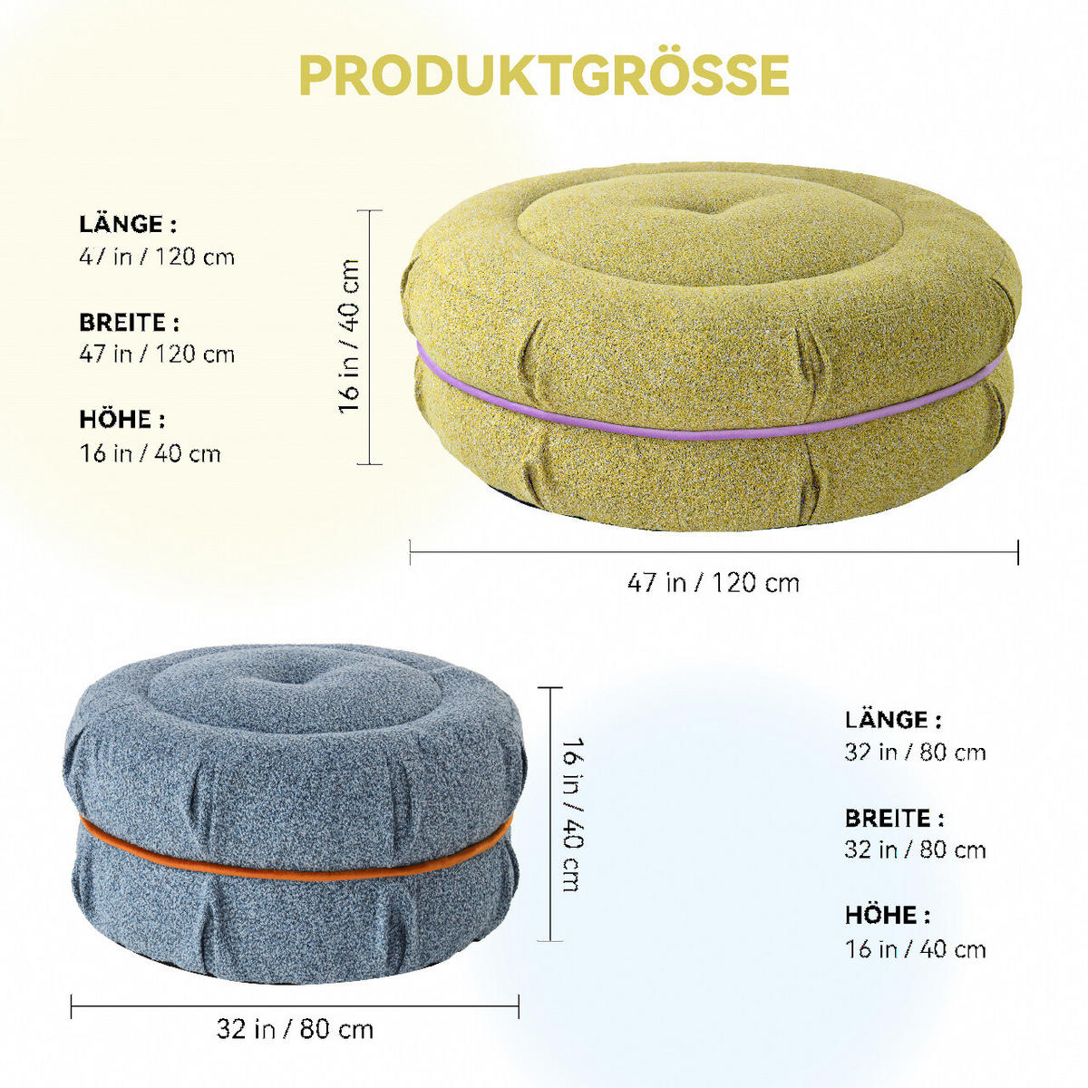 BODENKISSEN Blau 80cm - Blau, Textil (80/80/40cm) - Vercart