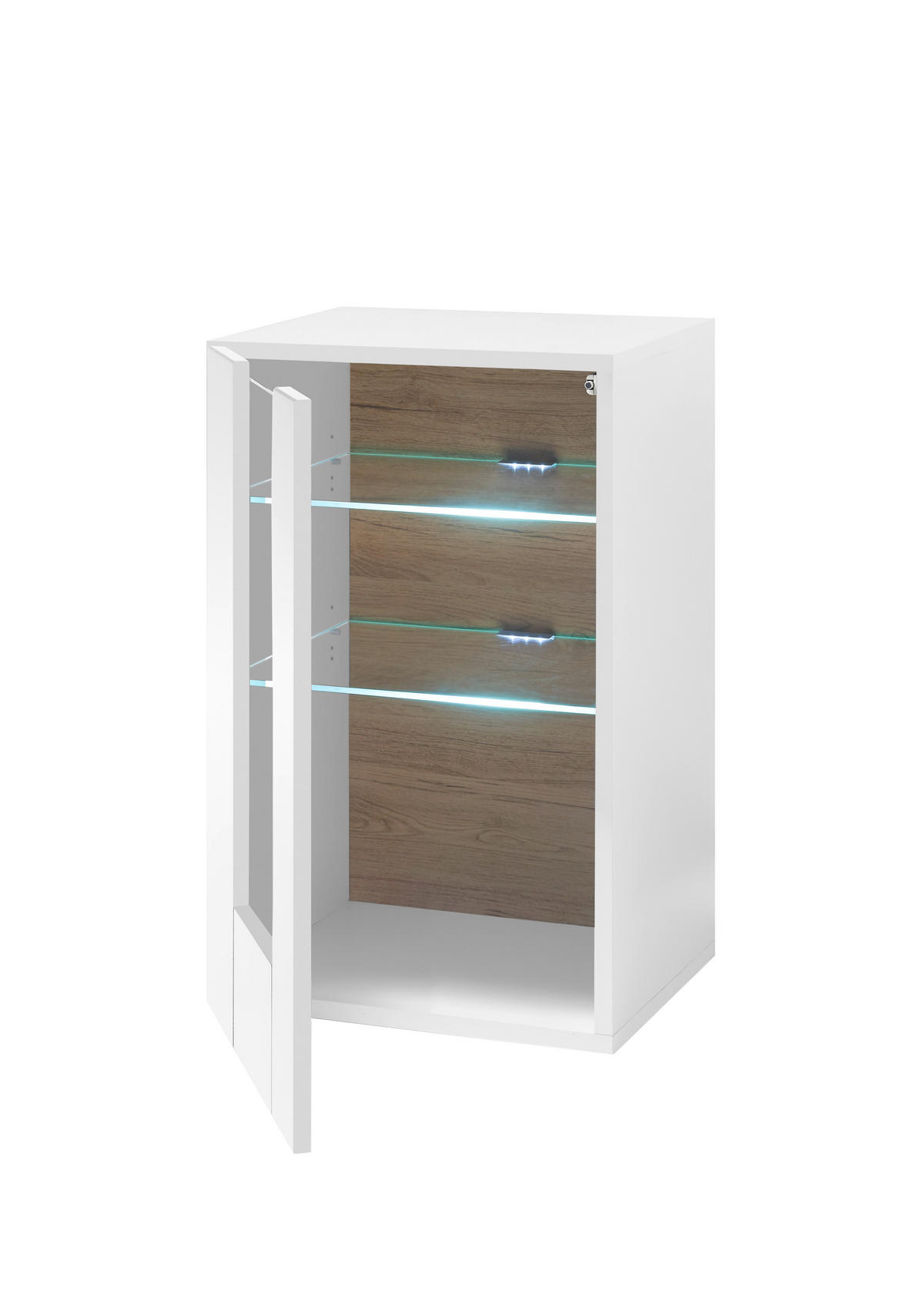 VITRINE M14 Weiß Hochglanz 45/71/38 cm - Weiß Hochglanz, Holzwerkstoff (45/71/38cm) - Livojo