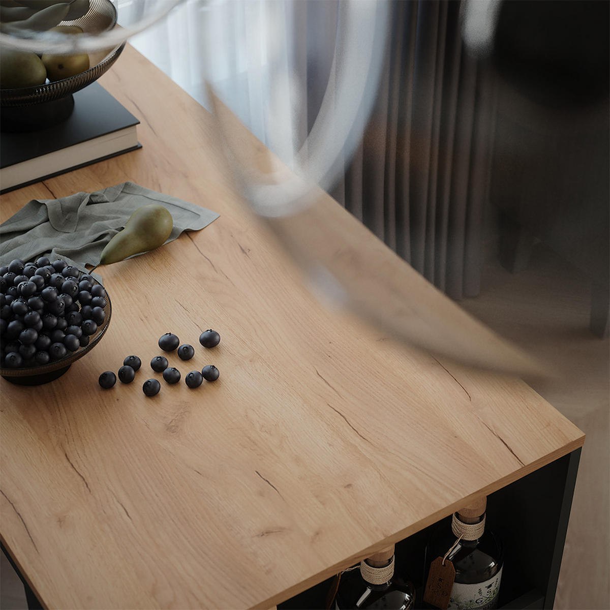 BAROVÝ STŮL Repose Zlatý dub power/antracit - medově dubová/antracitová, kompozitní dřevo (117/57/106cm) - Vicco