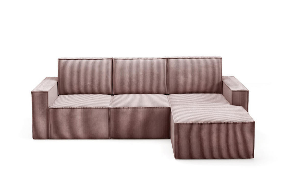ECKSOFA Orto Rosa, Dreisitzer Kordecksofa rechte seite - Rosa, Holzwerkstoff/Textil (180/142cm) - Bettso