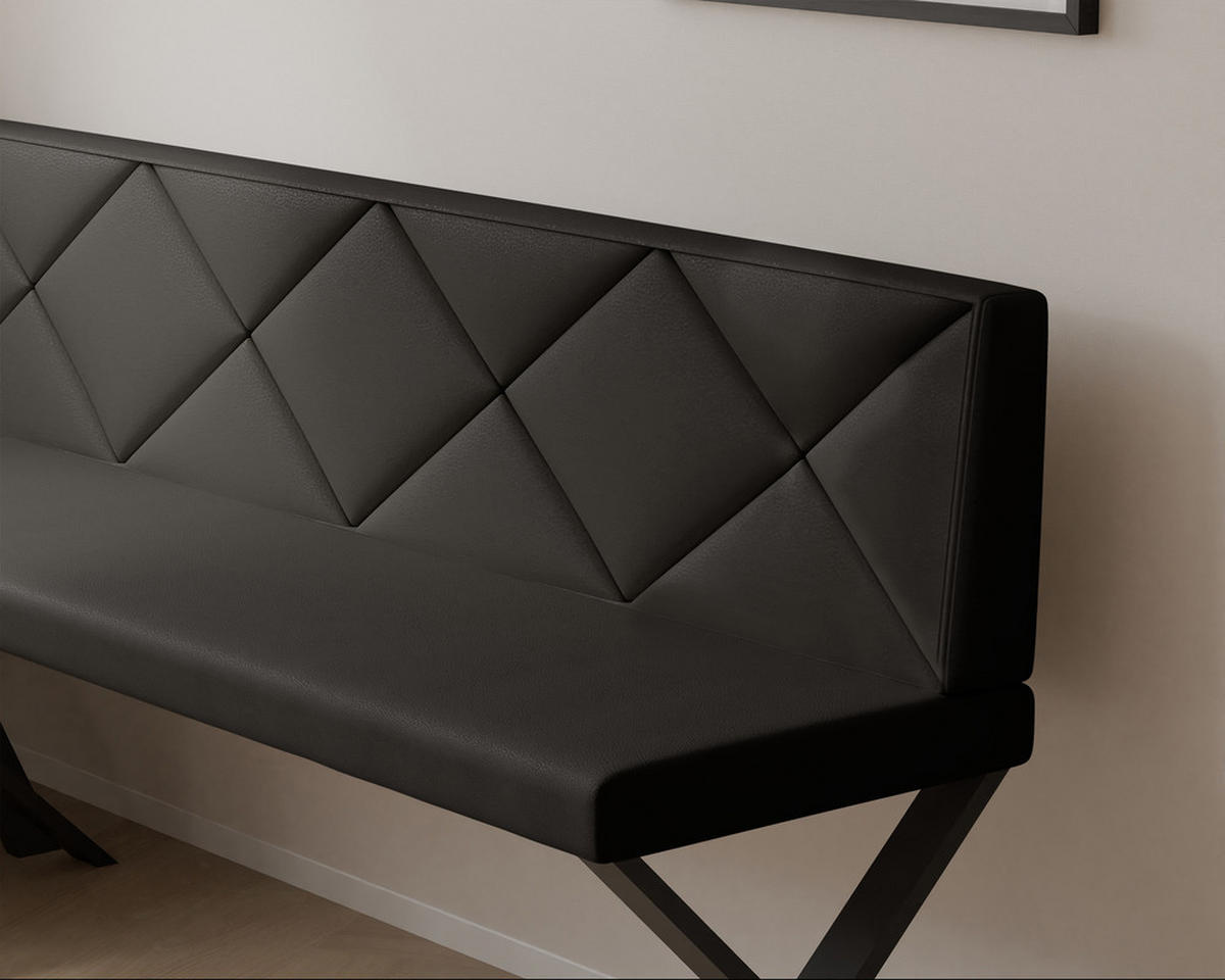 ECKBANK links VERO X Kunstleder gesteppt, 142/196 cm Anthrazit - Anthrazit, Kunststoff/Textil (142/196cm) - Idohome