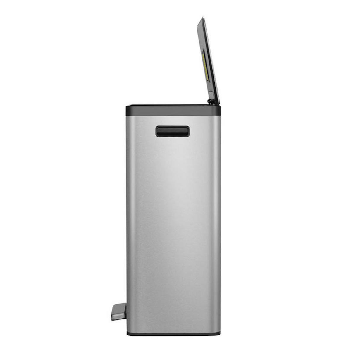 MÜLLEIMER Rechteckiger Aus Gebürstetem Edelstahl Mit Soft Close Deckel & Handlichen Kunststoffgriffen 30 Liter 64 x 29,5 x 36,5 cm Silber - Silberfarben, Metall (29.5/64/36.5cm) - PROREGAL