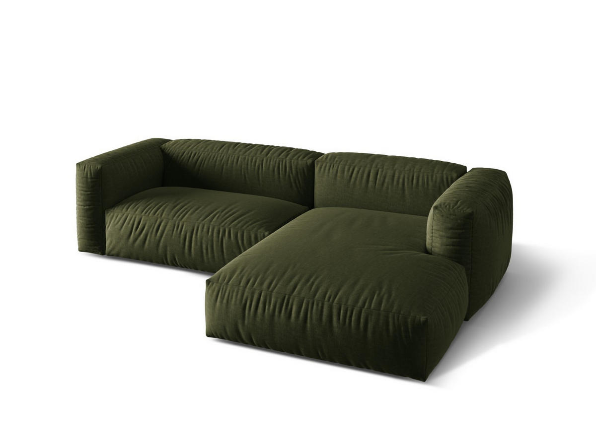 ECKSOFA modular rechts Martina aus strukturiertem Stoff grün 2 Sitzplätze - Grün, Textil (176/283cm) - Micadoni