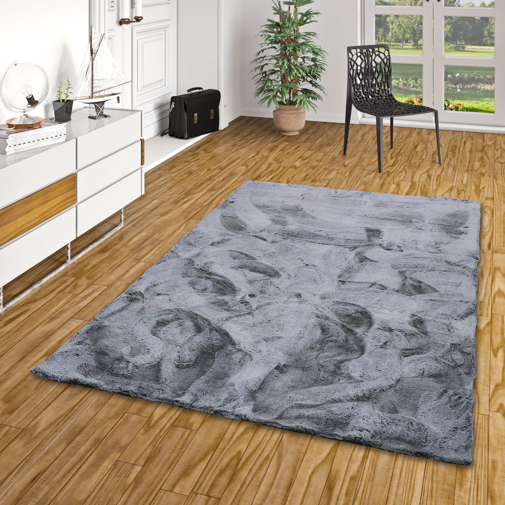 FELLTEPPICH LUXUS SUPER SOFT PLUSH - Blaugrau, Textil (120/170cm) - Pergamon
