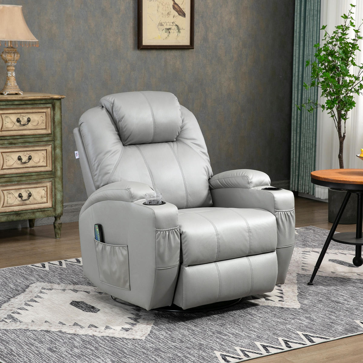 MASSAGESESSEL, Grau, Kunstleder, Metall - Grau, Kunststoff/Metall (99/106/89cm) - HOMCOM