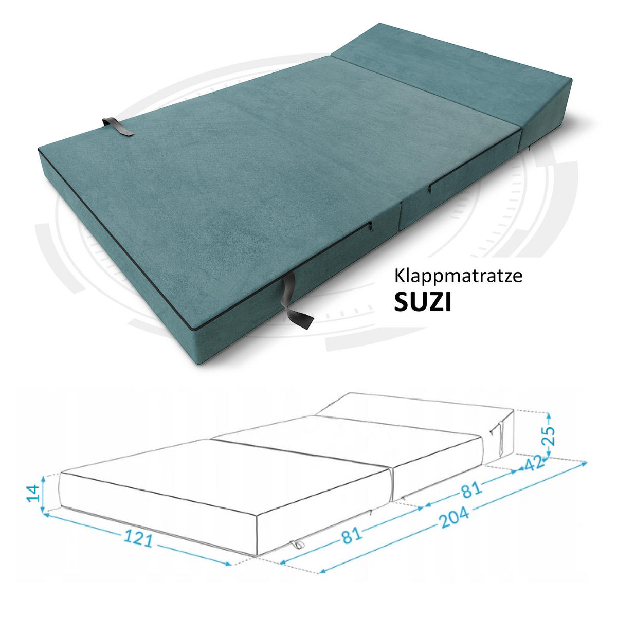 KLAPPMATRATZE SUZI MAXI - Türkis, Textil (120/200cm) - FDM