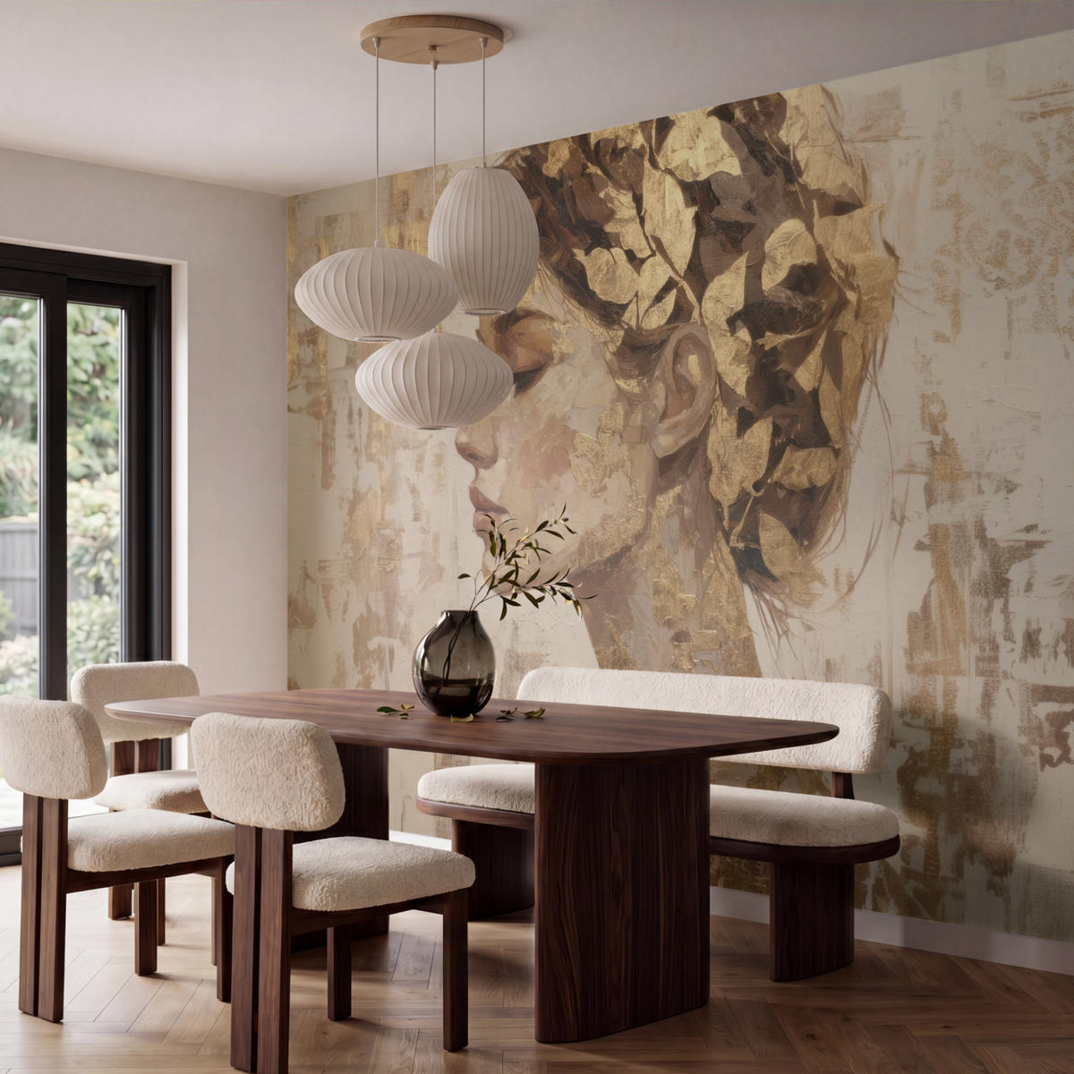 TAPETE - Frau - Gold - Abstrakt - Textur - 400x260 cm - Goldfarben, Papier (400/260cm) - OnlyWow