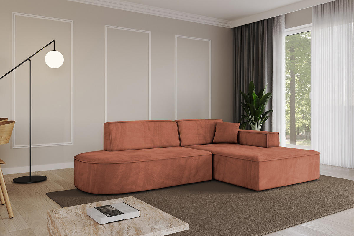 ECKSOFA Ottomane Rechts IREA-L1-v4 - 233x165x72,5 cm Apricot - Koralle, Holzwerkstoff/Textil (233/165cm) - ALTDECOR