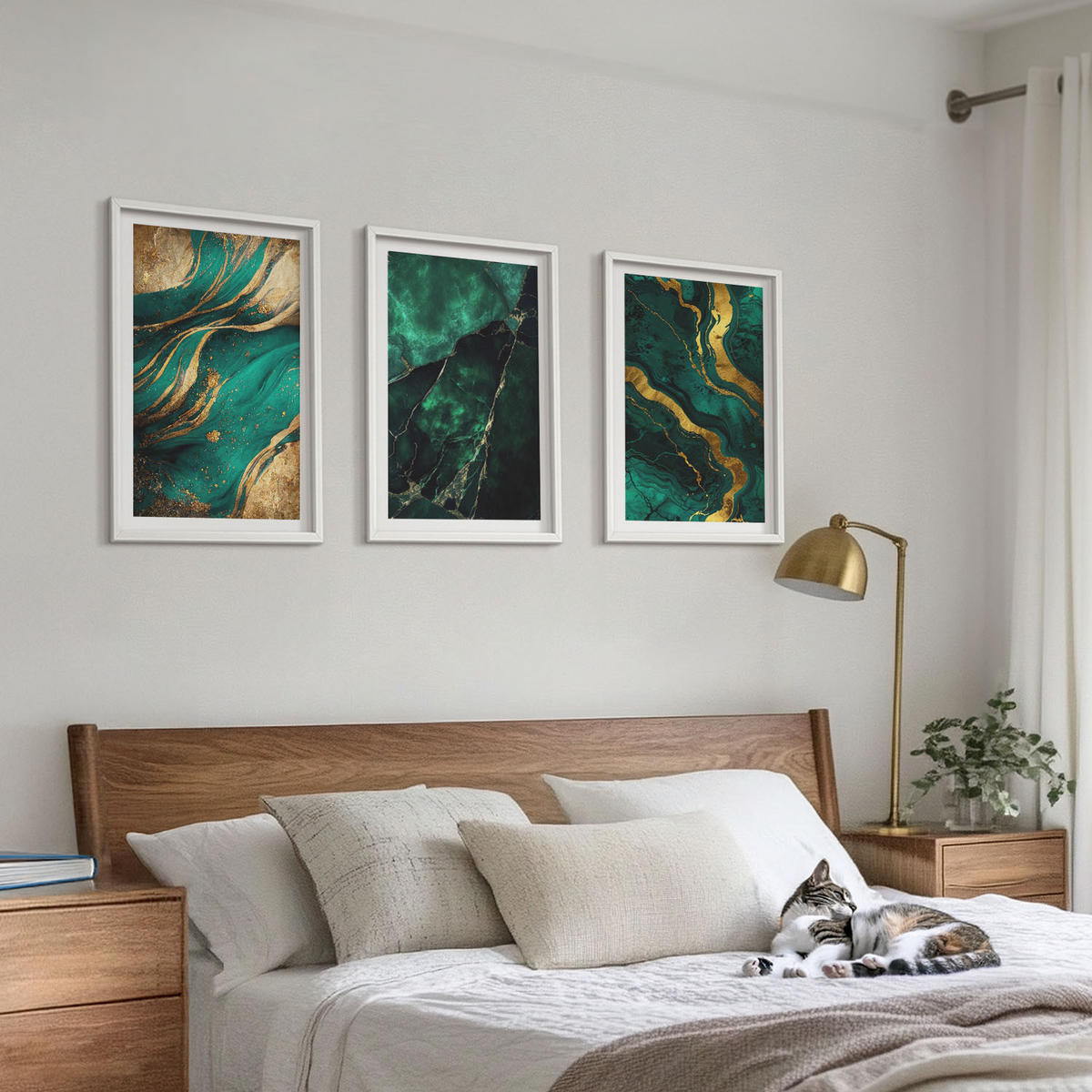 BILDER SET 3er Set - 40x60 cm Weißer Rahmen - Elegante Steinmuster - Weiß, Kunststoff (40/60cm) - TULUP