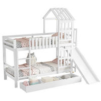 ETAGENBETT 90/200 cm Weiß mit großer Schublade und Spaßrutsche aus Kiefer und MDF - Weiß, Holzwerkstoff (90/200cm) - OKWISH