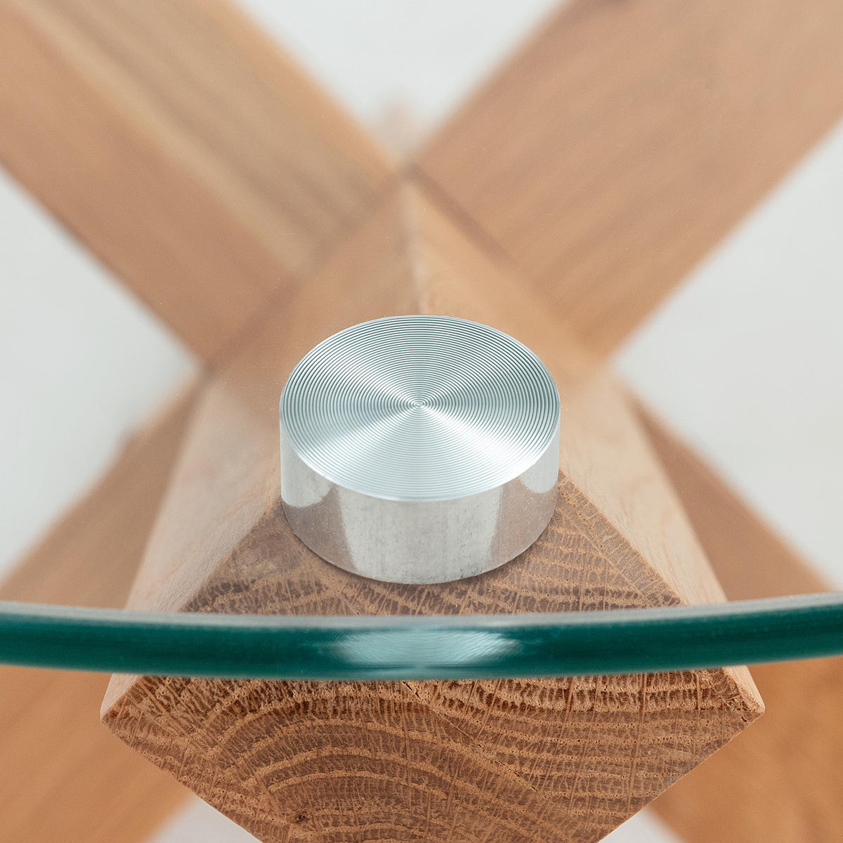 COUCHTISCH - Rund - Glas / Eiche massiv - Eichefarben, Glas/Holz (60/60/44cm) - home24