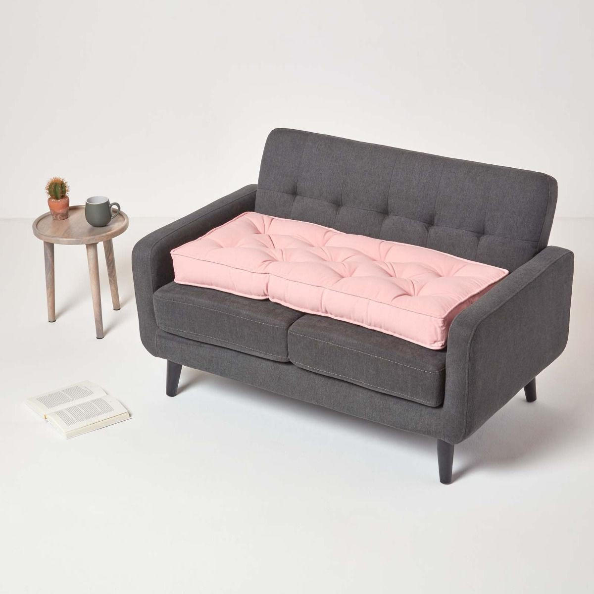 SITZAUFLAGE für Zweisitzer-Sofa 100 x 48 cm – dickes Sitzkissen rosa - Pink, Textil (48/100/10cm) - Homescapes