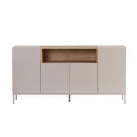 SIDEBOARD mit 4 Türen und 1 Nische, Kaschmir und Holzdekor 160/40/80 cm - Beige, Holzwerkstoff (40/80/41.5cm) - Calicosy