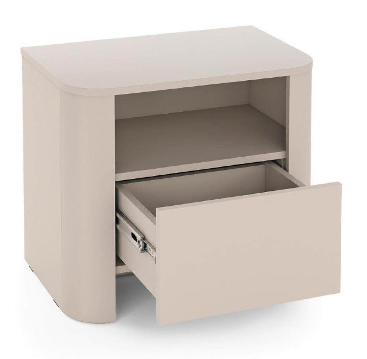 NACHTTISCH Kaschmir BALI Abgerundete Form - Ecru, Holzwerkstoff (58/52/39cm) - Sepro Meble